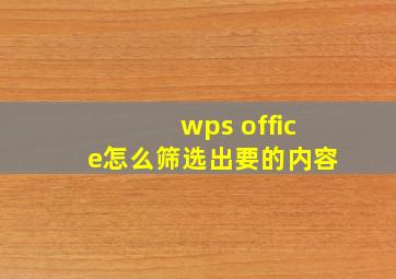 wps office怎么筛选出要的内容